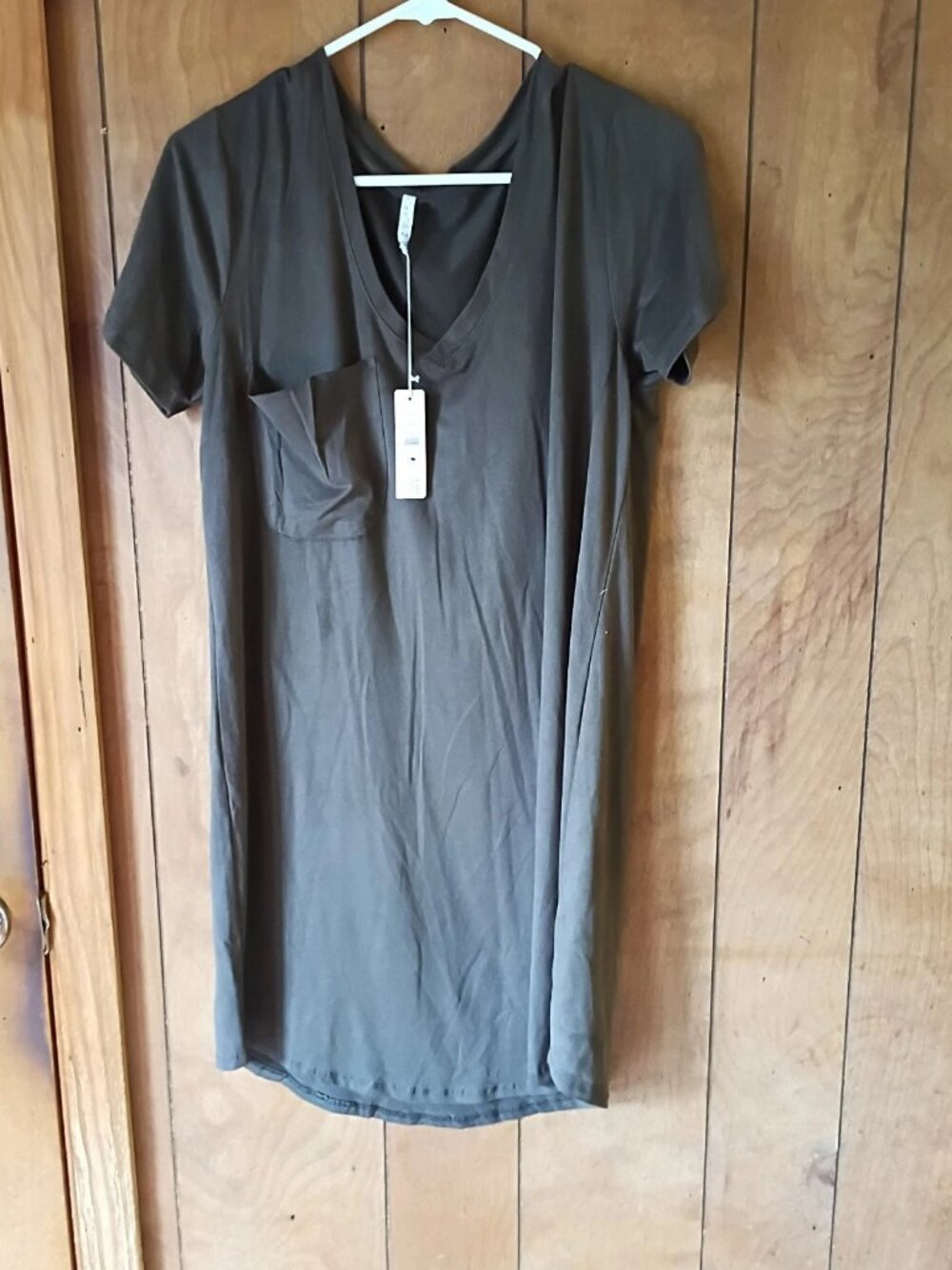 Z Supply Faux Suede T-Shirt Dress Size L NWT Gray Stretch Shift Dress